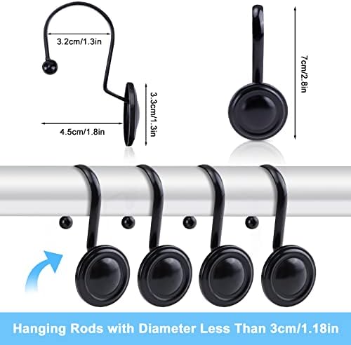 DIBALIYI Rust Proof Metal Shower Curtain Hooks Set of 12
