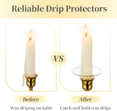 Hewory Glass Candle Drip Catchers 12-Piece Set for Taper Candles