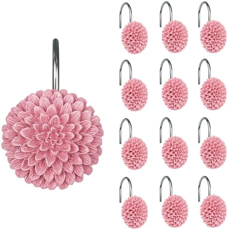 Sunlit Elegant Dahlia Shower Curtain Hooks - 12-Piece Set