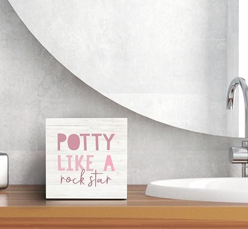 Happy Kids Bathroom Quote Wood Rock Star Box
