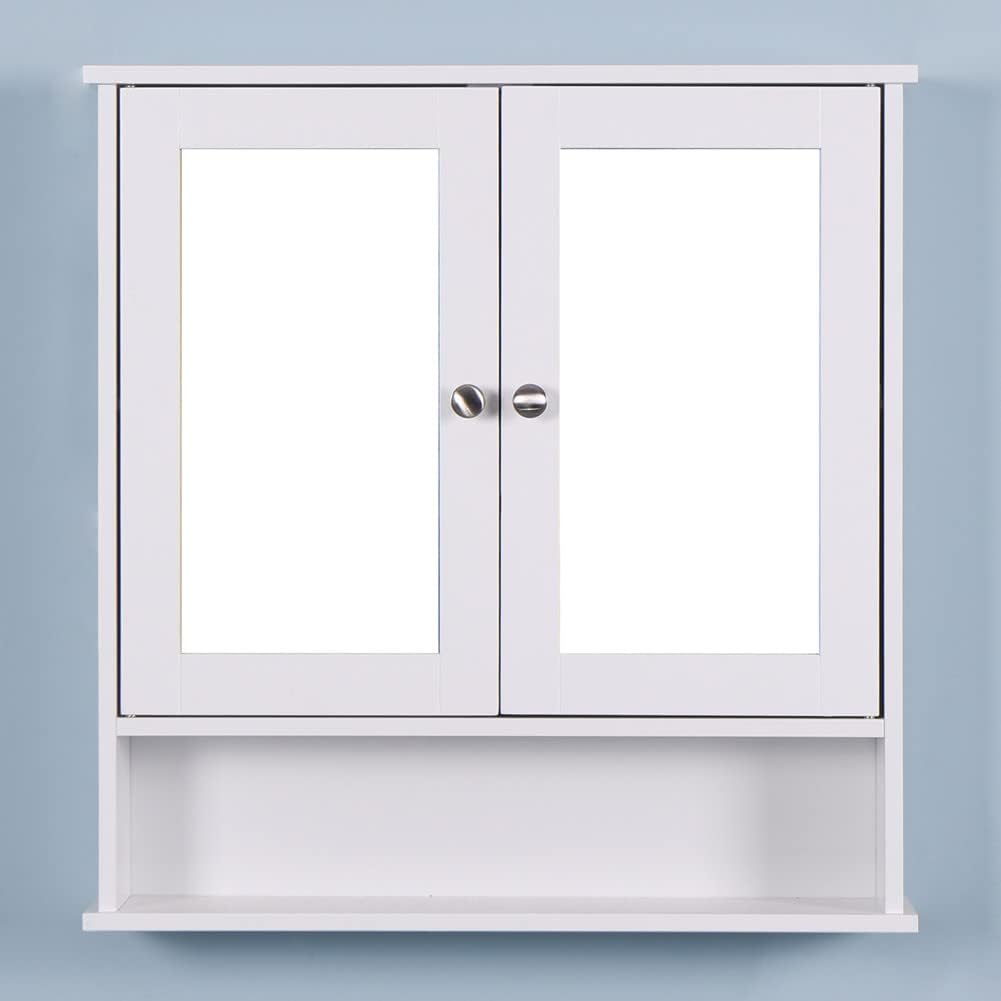 Huedimboene Wall-Mounted Bathroom Medicine Cabinet with Mirror Adjustable Shelf