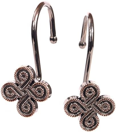Popkozzi Bronze Decorative Shower Curtain Hooks Set of 12