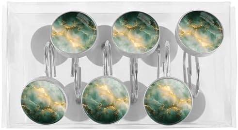 XAVOY 12-Piece Marble Texture Stainless Steel Shower Curtain Hangers
