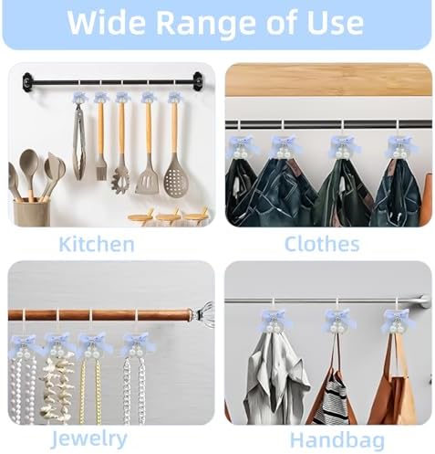 Decorative Shower Curtain Hooks 12PCS Blue Silvery
