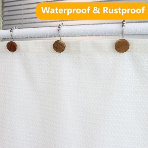 Modern Wood Shower Curtain Hooks 12PCS Silvery