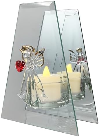 BANBERRY DESIGNS Angel Holding Red Heart Candleholder
