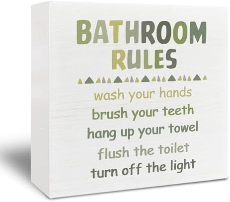 Kids Bathroom Wooden Box Sign 5x5 Green