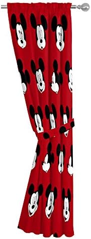 Jay Franco Kids Window Drapes Mickey Mouse 63 Inch Red