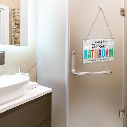 Kids Bathroom Wood Sign Funny Kids Bathroom Warning Decor