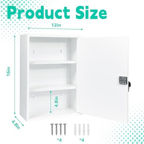 Royxen - Secure Setup Lock Medicine Cabinet for Easy Organization