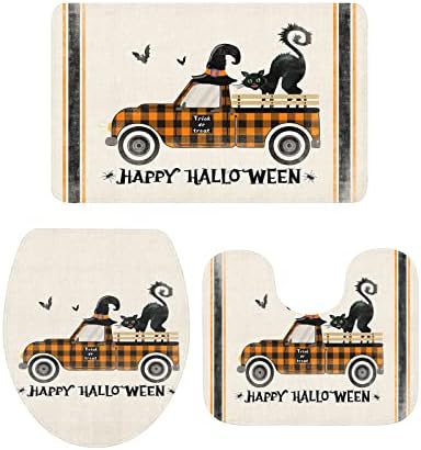 Halloween Hogwarts Sickly Plaid Bath Rug Set