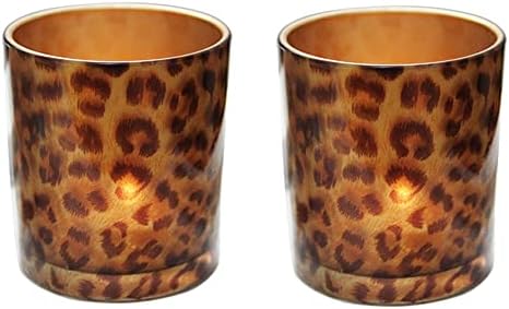Leopard Print Glass Tealight Holder