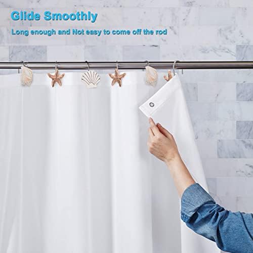 Elegant 12 Piece Seashell Shower curtain Hooks in Light Brown