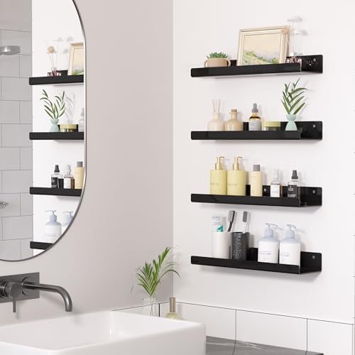 Space-Saving Black Acrylic Shelves for Kids Adults