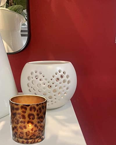 Leopard Print Glass Tealight Holder