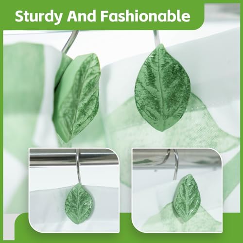 12 Pack Decorative Leaf Shower Curtain Hooks