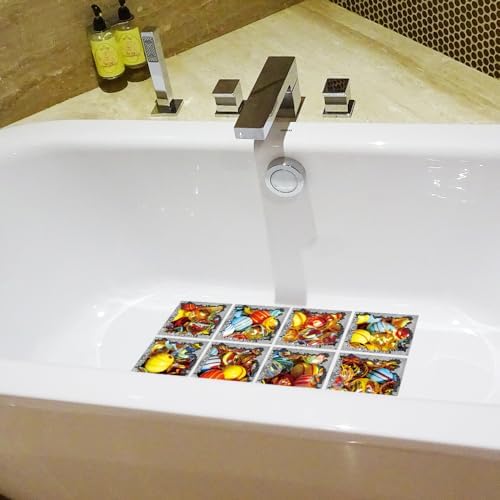 Non Slip Bathtub Stickers Square 51x51 Inch 8pcs for Adults and Kids