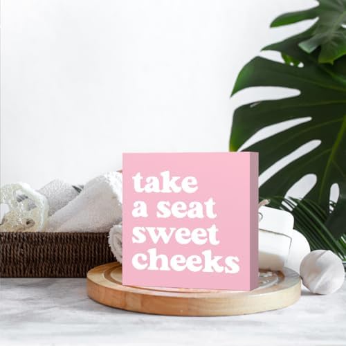 Coquette Pink Bathroom Decor Sign for Girls and Women