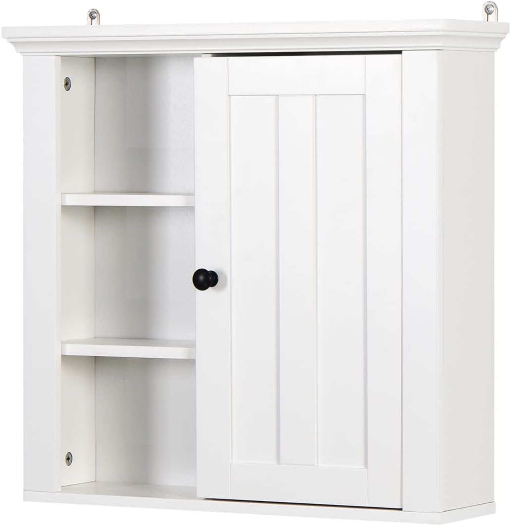 Bathroom Medicine Cabinet with Adjustable Shelf and 3 Open Compartments