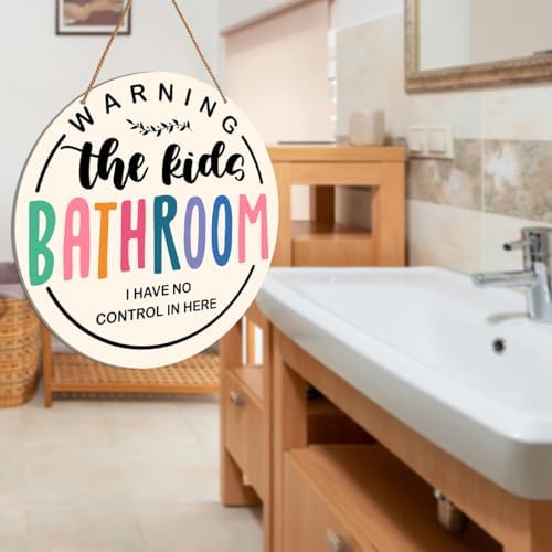 HSNBT Kids Bathroom Decor Wooden Sign