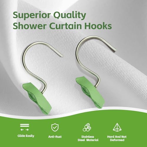 12 Pack Decorative Leaf Shower Curtain Hooks