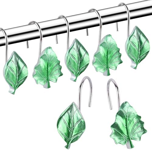 EVOOKA Botanical Leaves Shower Curtain Hooks Rust-Resistant Durable