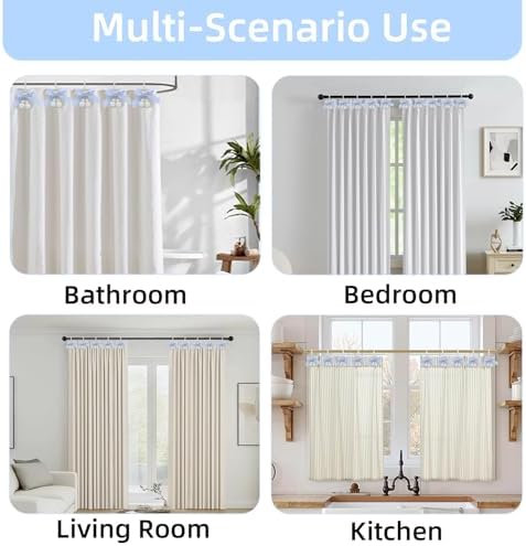 Decorative Shower Curtain Hooks 12PCS Blue Silvery