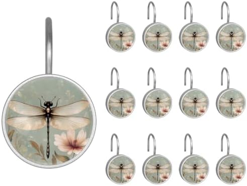 Set of 12 Glass Shower Curtain Hangers Rust-Proof Durable for Bathroom