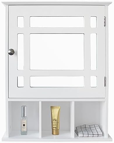 Mirrored Bathroom Cabinet Wall Mounted with Adjustable Shelves