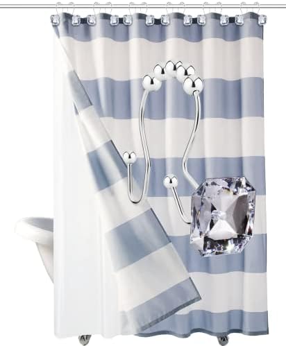 12-Piece Double Shower curtain Ring with Glide Action Crystal Clarity