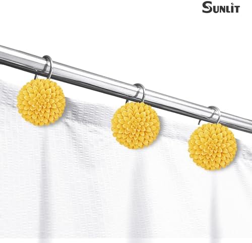 Sunlit Decorative Floral Shower Curtain Hooks 12 Pack