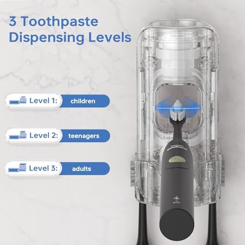 TuCao Smart Toothpaste Dispenser - Kids Toothbrush Organizer - Hands-Free Transparent