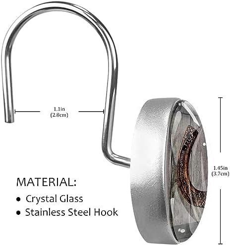 Western Cowboy Rusty Horseshoe Shower Curtain Hooks Set of 12