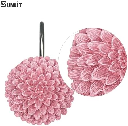 Sunlit Elegant Dahlia Shower Curtain Hooks - 12-Piece Set