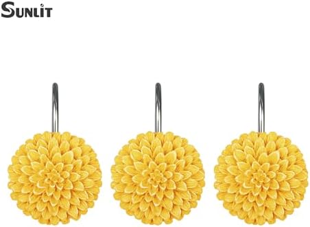 Sunlit Decorative Floral Shower Curtain Hooks 12 Pack