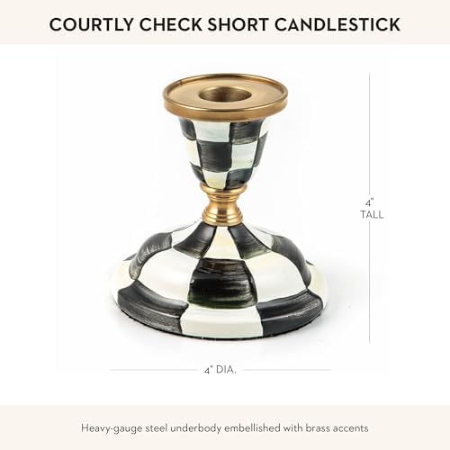 Mackenzie-Childs Short Candlestick with Courtly Check