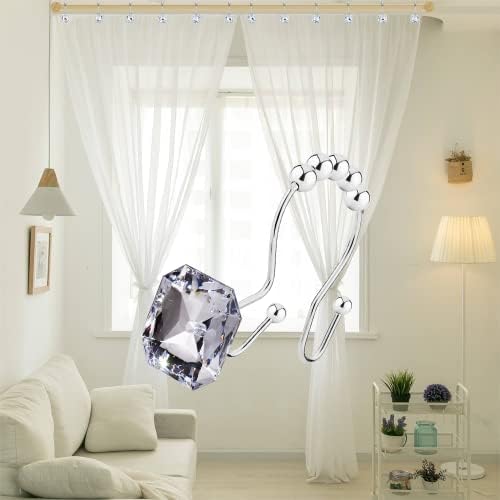 12-Piece Double Shower curtain Ring with Glide Action Crystal Clarity