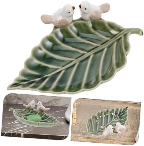 SOIMISS Ceramic Leaf Trinket Dish Bird Design