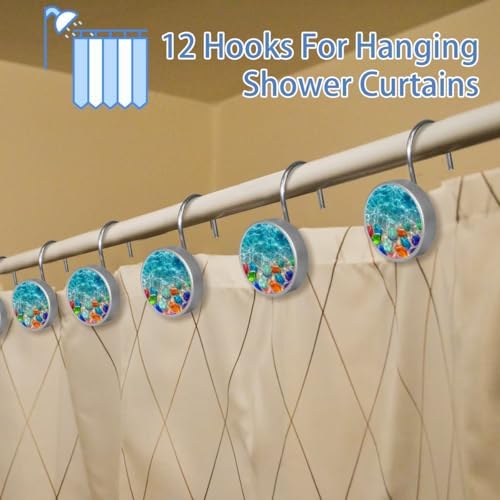 Set of 12 Decorative Shower Curtain Hooks