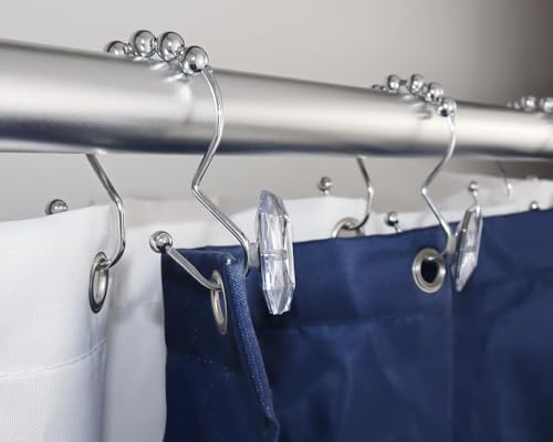 12-Piece Double Shower curtain Ring with Glide Action Crystal Clarity
