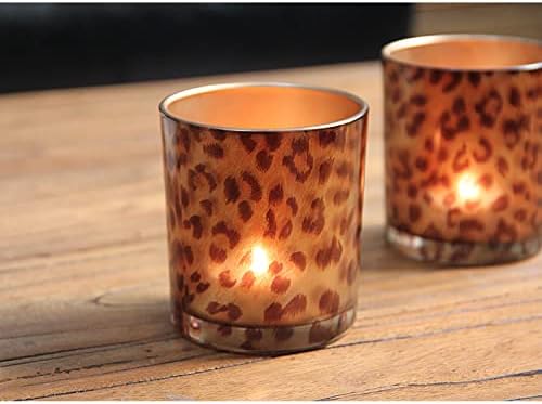 Leopard Print Glass Tealight Holder