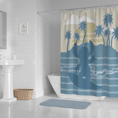 Jay Franco Disney Lilo Stitch Lined Shower Curtain - 70x72 inch Soft Durable