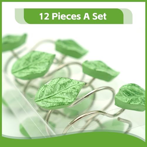 12 Pack Decorative Leaf Shower Curtain Hooks