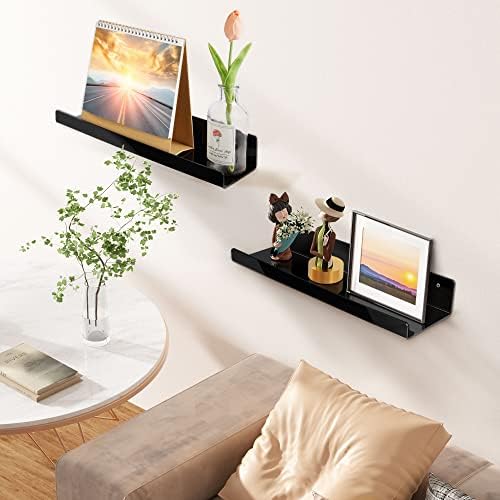 Space-Saving Black Acrylic Shelves for Kids Adults