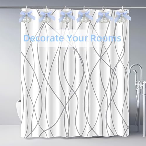 Decorative Shower Curtain Hooks 12PCS Blue Silvery