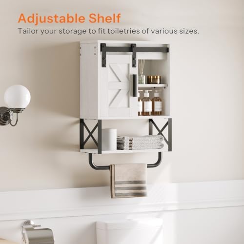 HOOBRO Bathroom Wall Cabinet with Barn Door