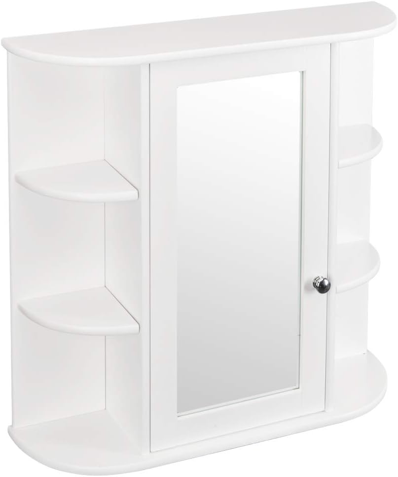 Rpuzonier Wall Mounted Cabinet with Mirror and Shelves