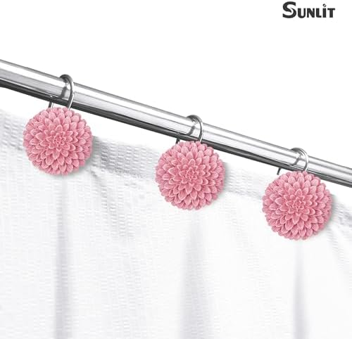 Sunlit Elegant Dahlia Shower Curtain Hooks - 12-Piece Set