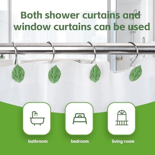 12 Pack Decorative Leaf Shower Curtain Hooks
