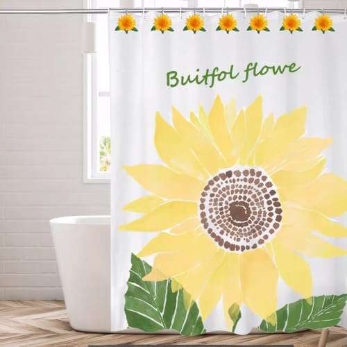 Sunflower Decorative Shower Curtain Hooks 12PCS Stainless Steel